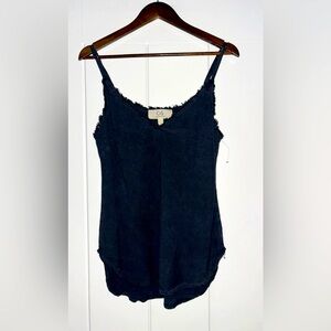Anthropologie‎ Cloth & Stone Lump Frayed Edge Black Cami Women  L Grunge Goth